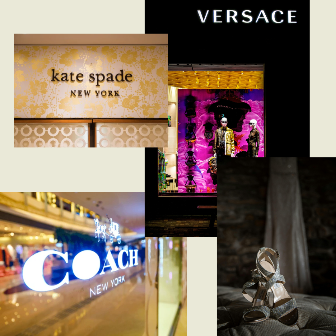 Versace Jimmy Choo (Capri) & Kate Spade, Coach (Tapestry) Collage