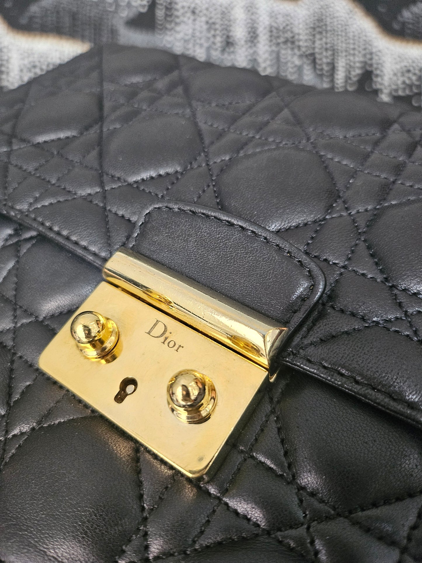 Christian Dior 2014 Miss Dior Cannage Flap Black Shoulder Bag