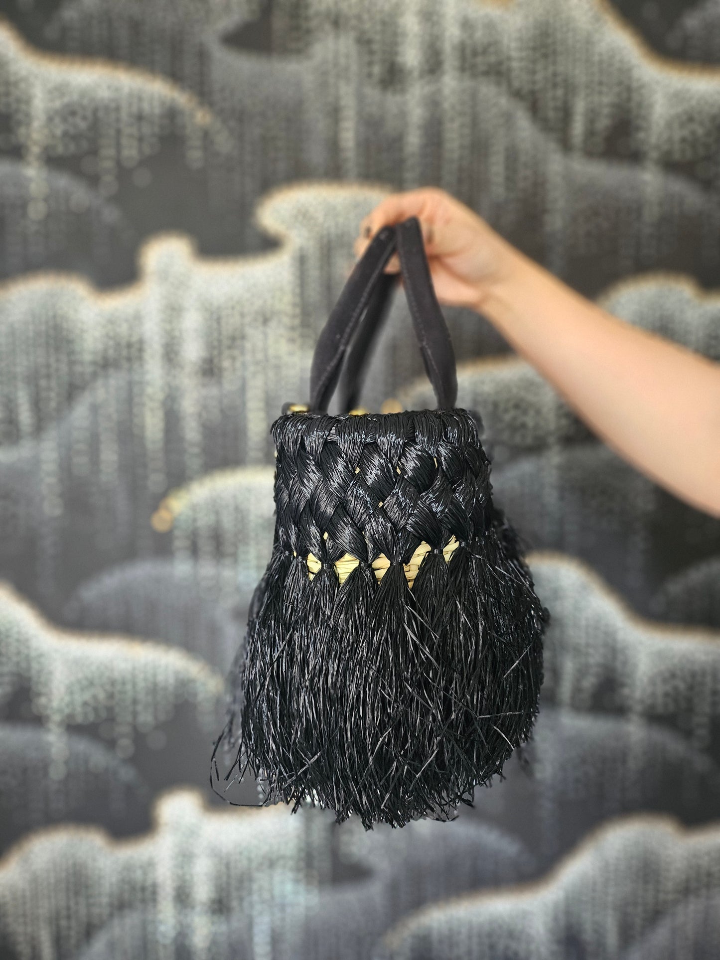 Prada Fringed Raffia Satchel