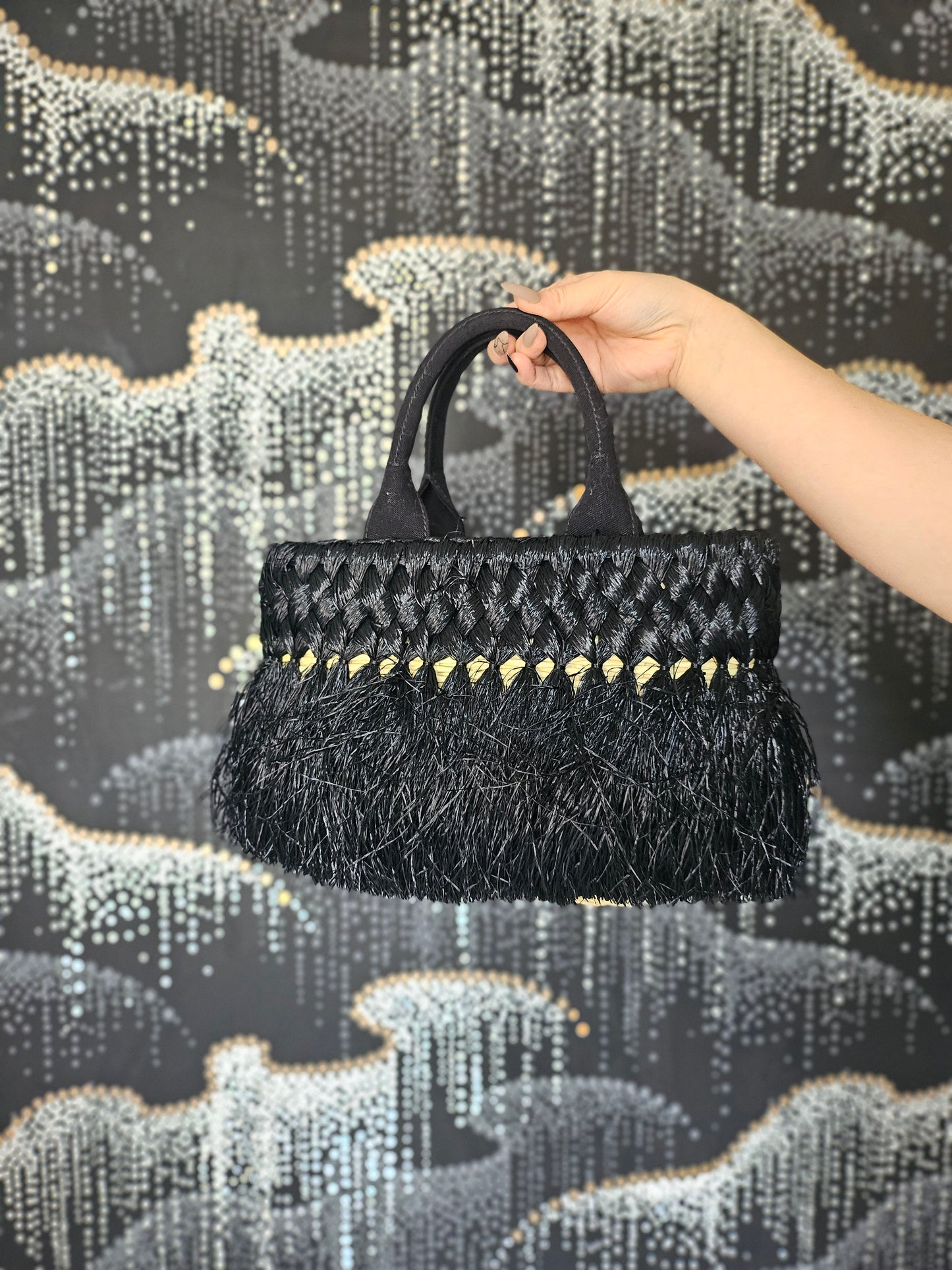 Prada Fringed Raffia Satchel