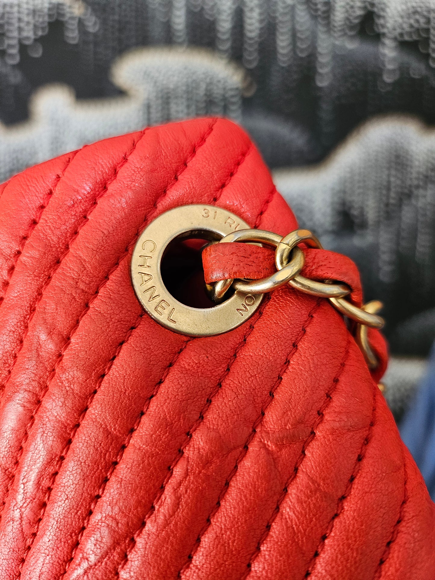 Chanel Series 20 (2014-2015) Quilted Chevron Medallion Charm Surpique Flap