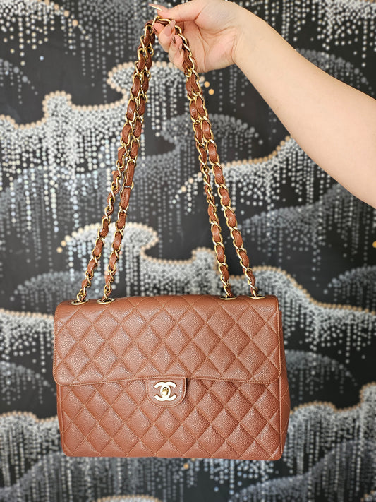 Chanel Series 6 (2000-2002) Brown Caviar Maxi Flap Bag