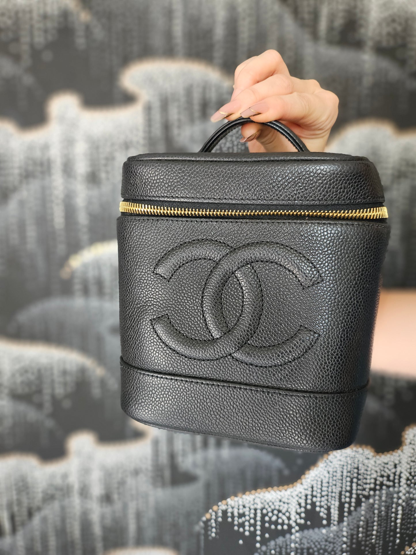 Chanel Series 6 (2000-2002) Dark Brown Caviar Big Coco Vanity Bag