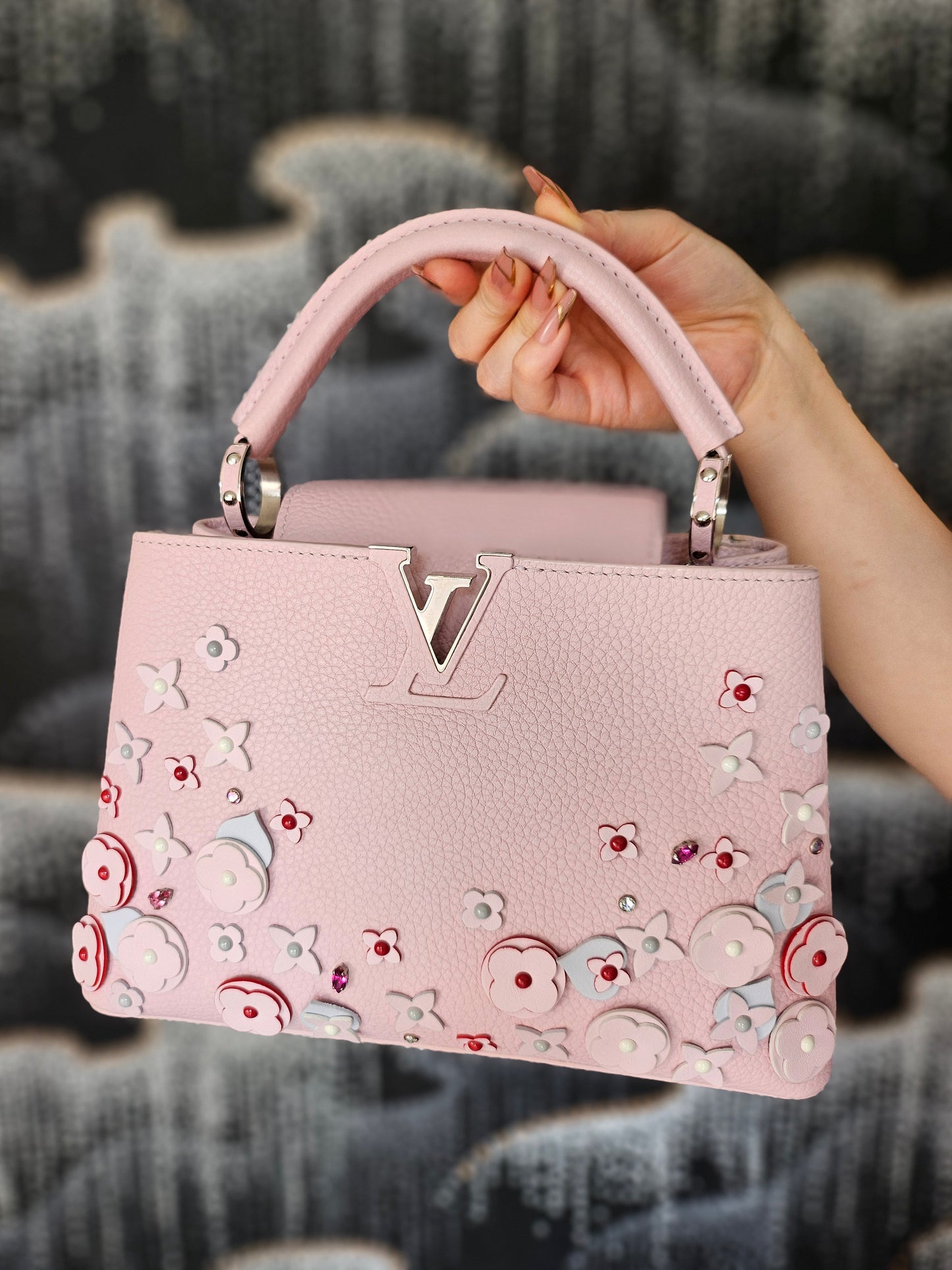 Louis Vuitton 2019 Powder Pink Capucines with Flowers