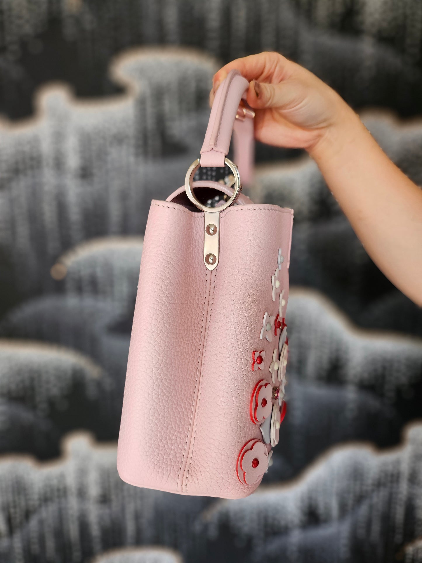 Louis Vuitton 2019 Powder Pink Capucines with Flowers