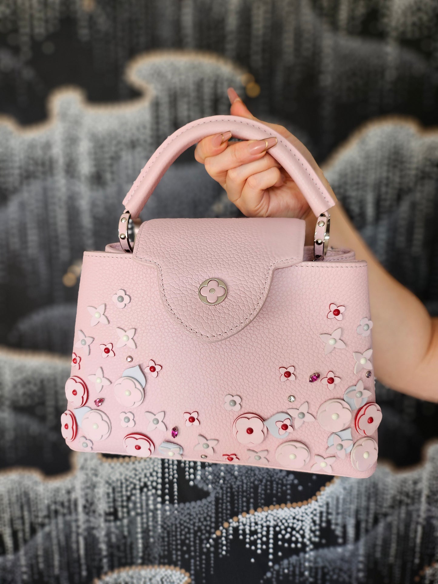 Louis Vuitton 2019 Powder Pink Capucines with Flowers